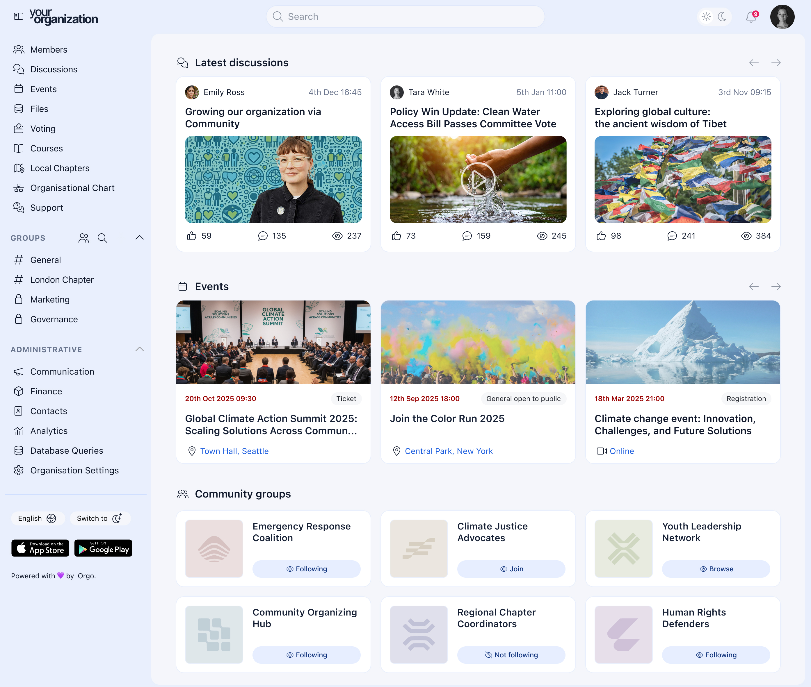 Orgo membership management dashboard