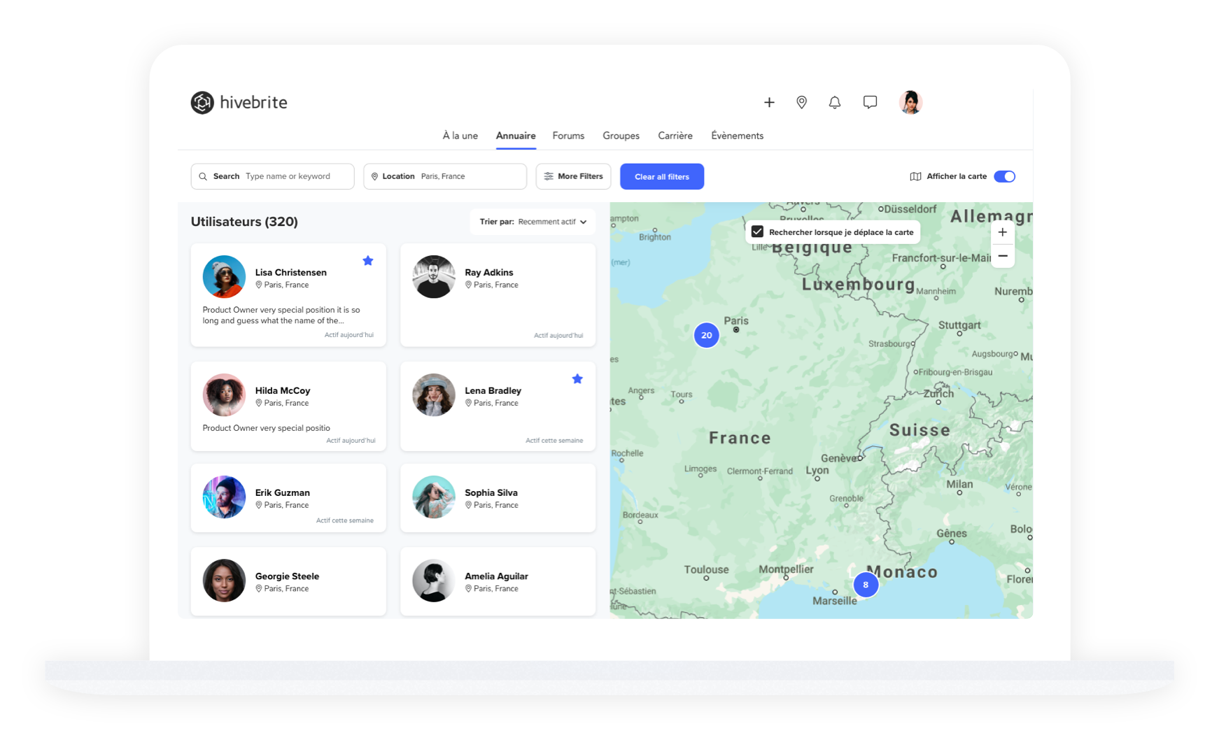 Hivebrite community platform dashboard