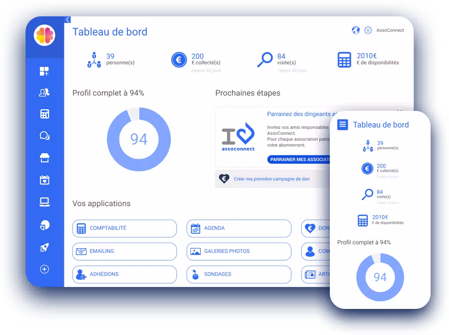 Tableau de bord d'administration AssoConnect