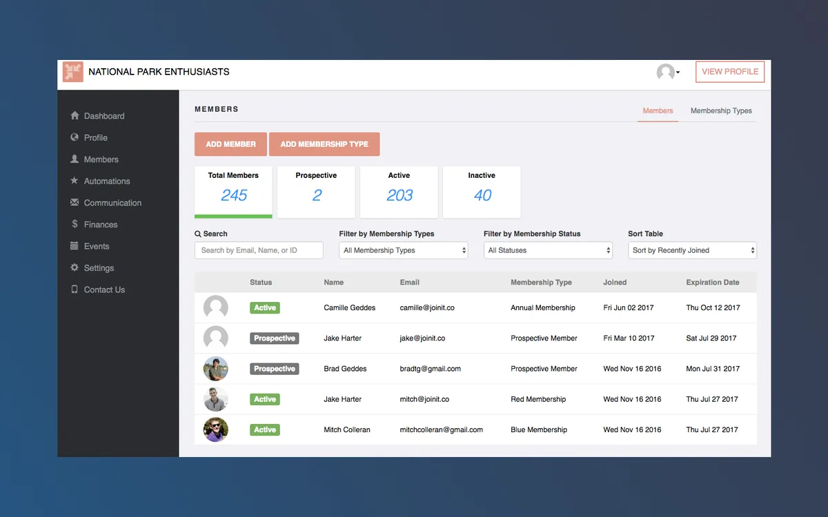 Join It membership dashboard