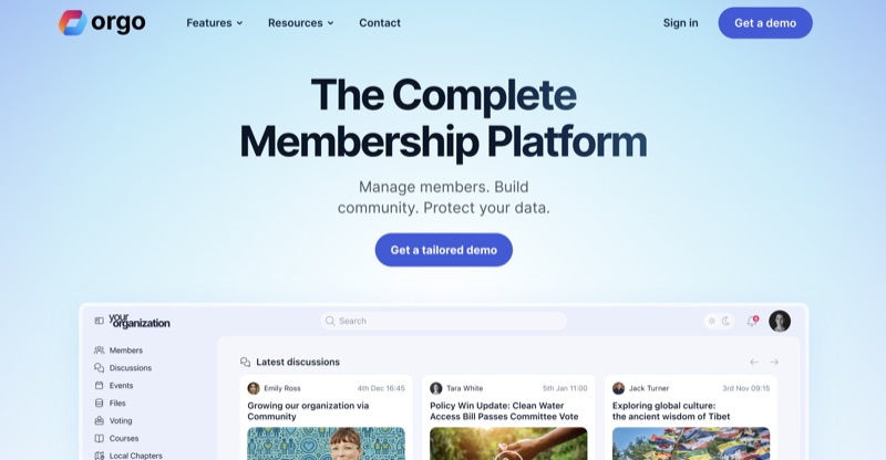 Orgo membership management platform for nonprofits and associations
